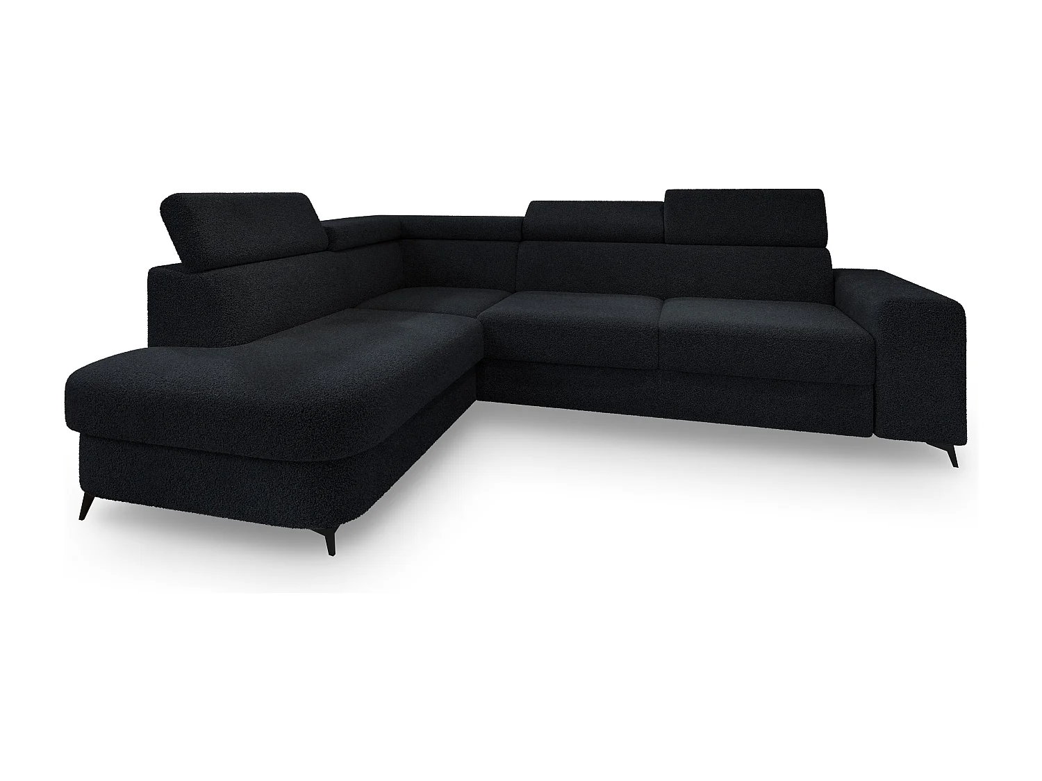 Hoekbank ALVORO van fluweel met slaapfunctie Schwarz