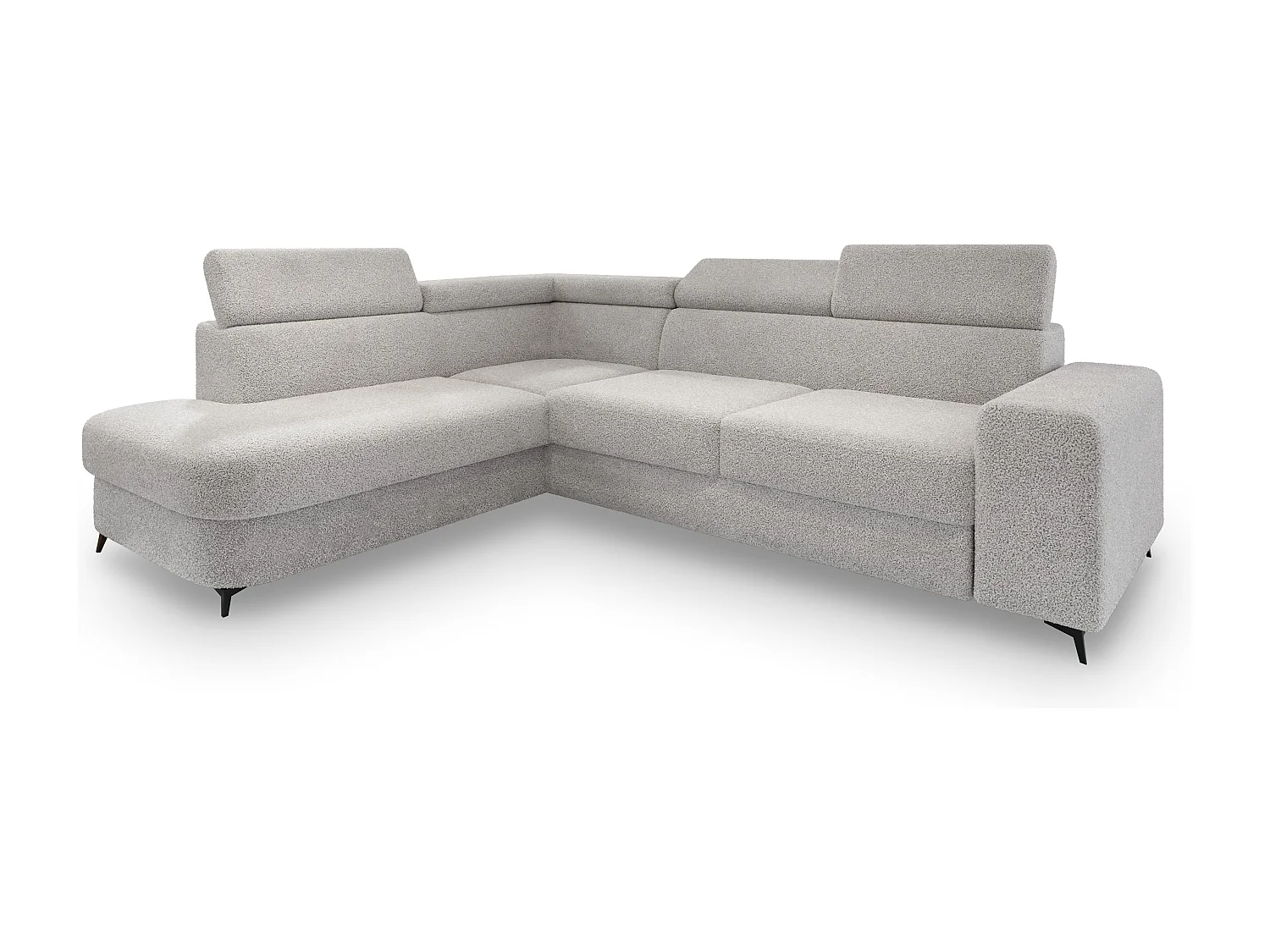 Hoekbank ALVORO van fluweel met slaapfunctie Hellgrau