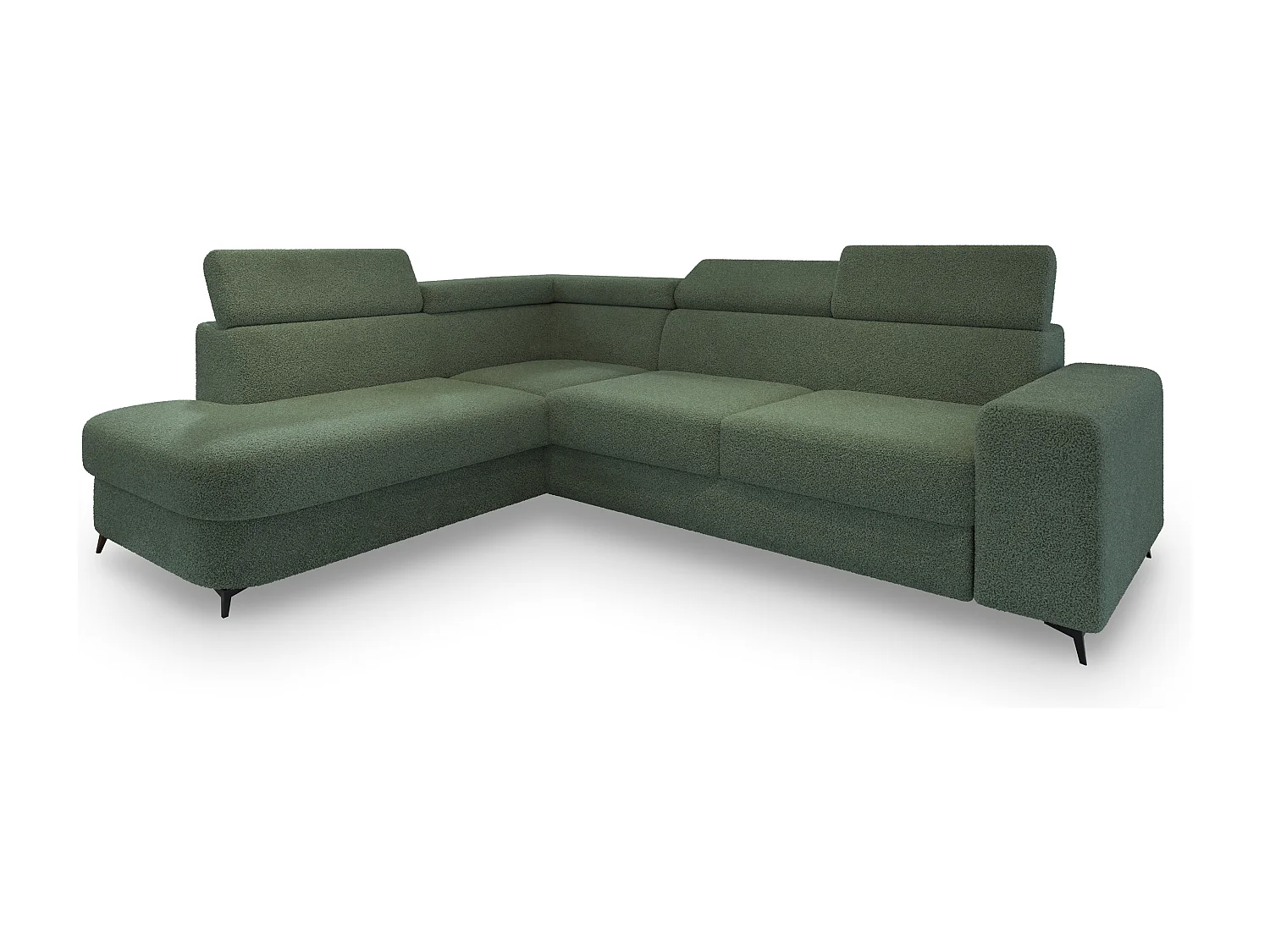 Hoekbank ALVORO van fluweel met slaapfunctie Grün