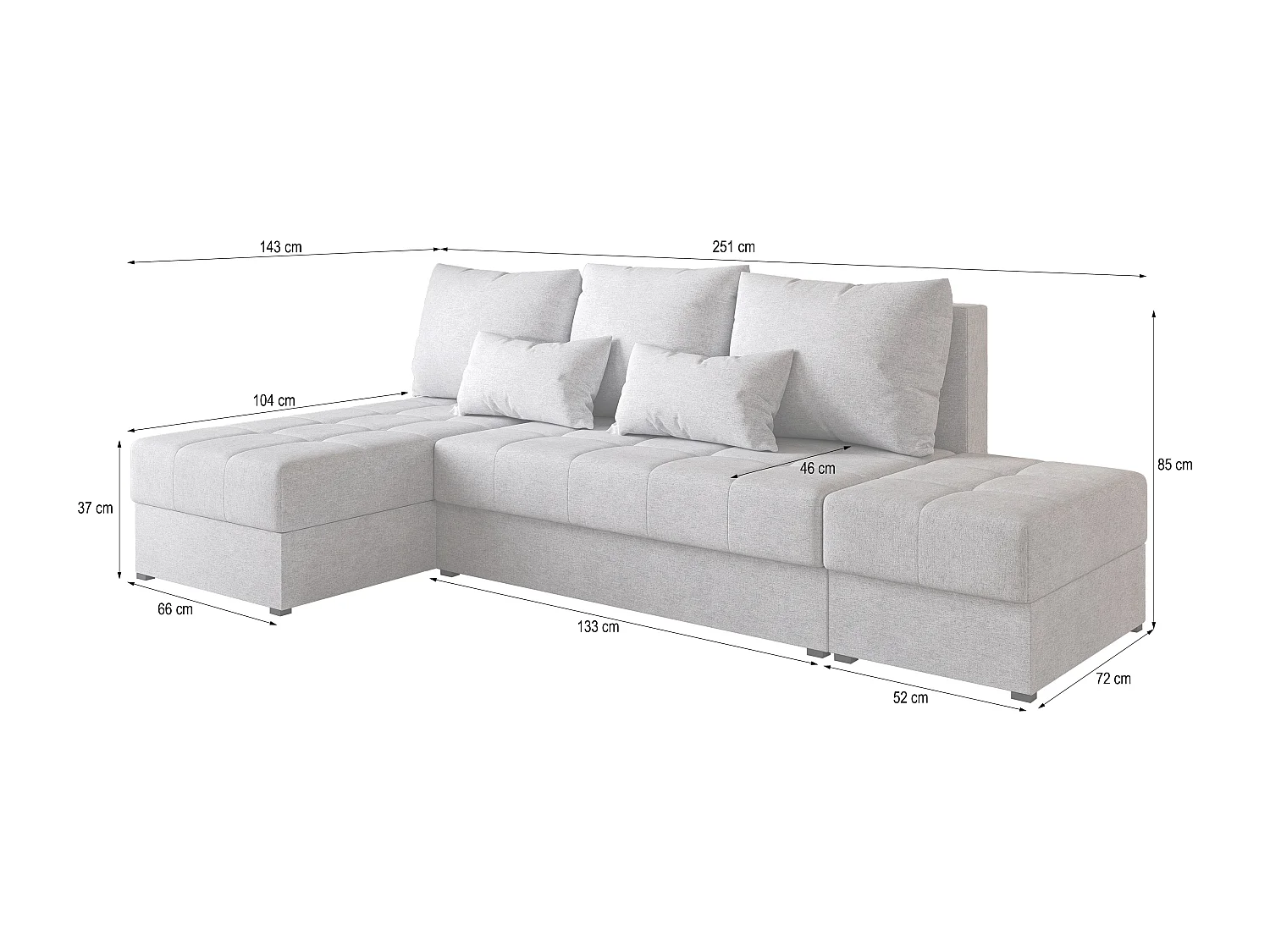 Hoekbank NORVI van fluweel met slaapfunctie Grau