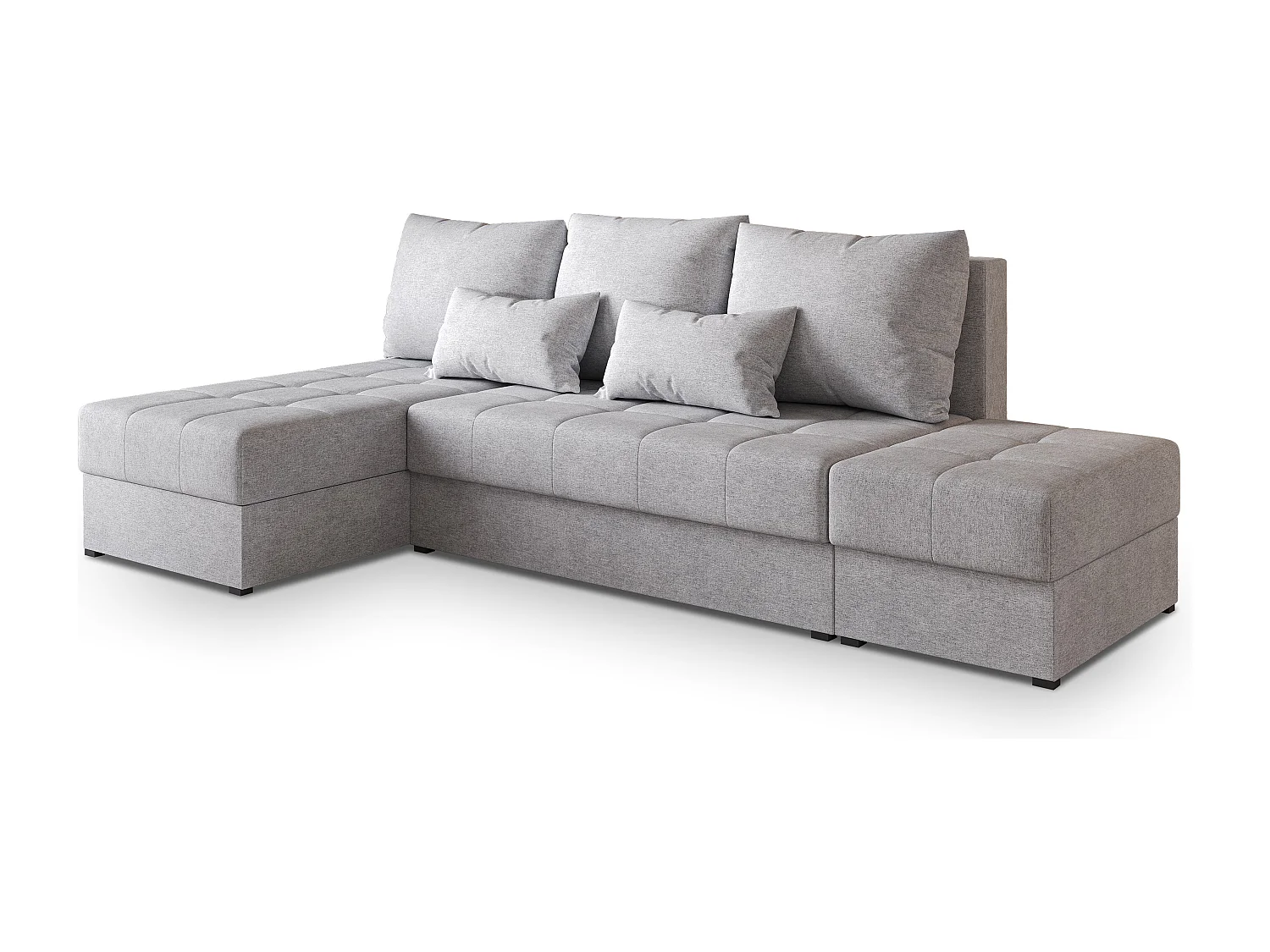 Hoekbank NORVI van fluweel met slaapfunctie Hellgrau