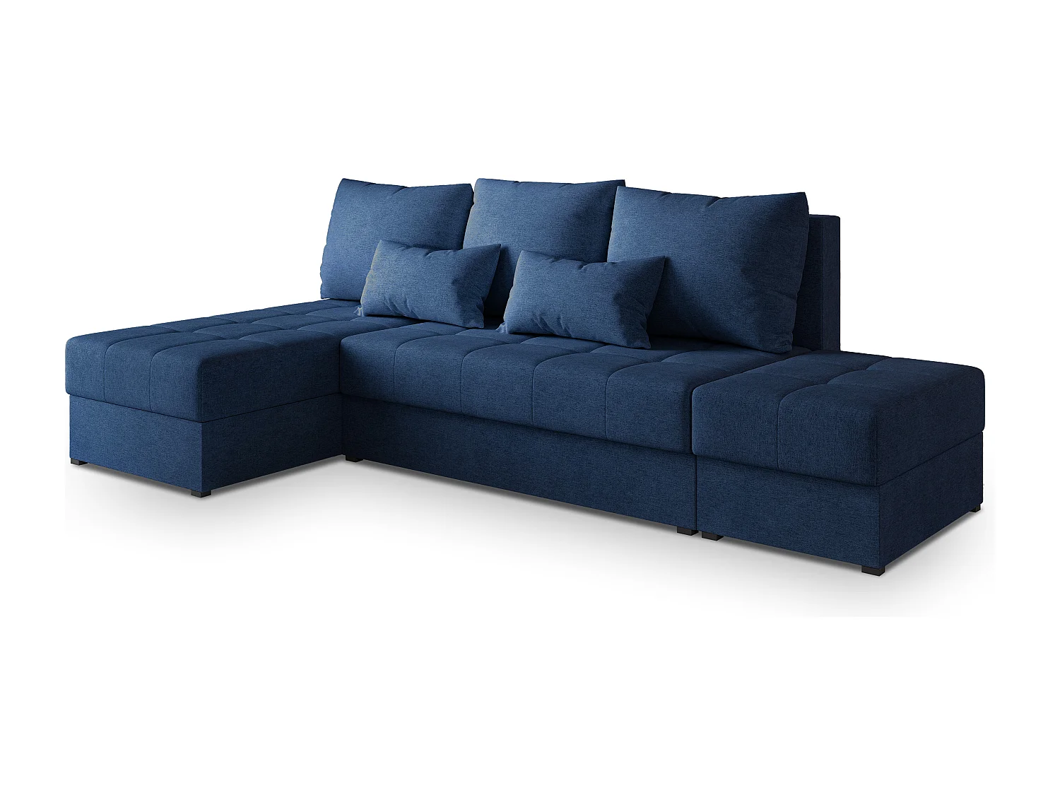 Hoekbank NORVI van fluweel met slaapfunctie Blau