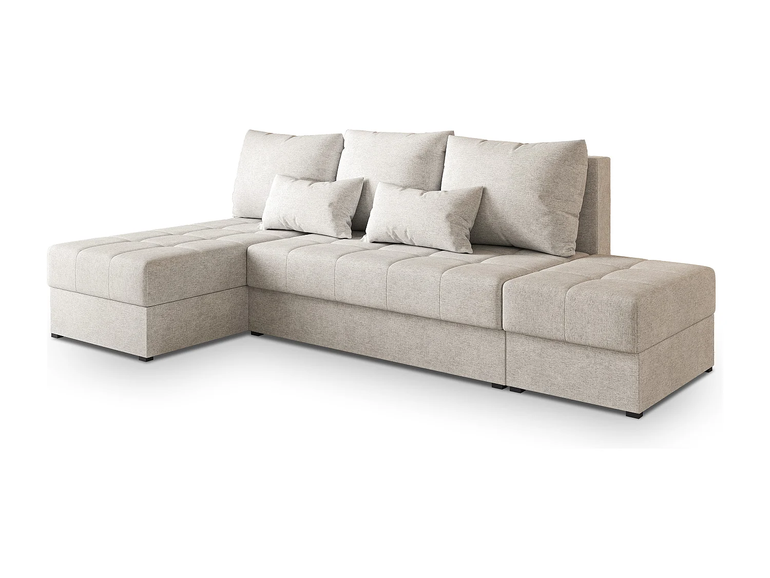 Hoekbank NORVI van fluweel met slaapfunctie Creme