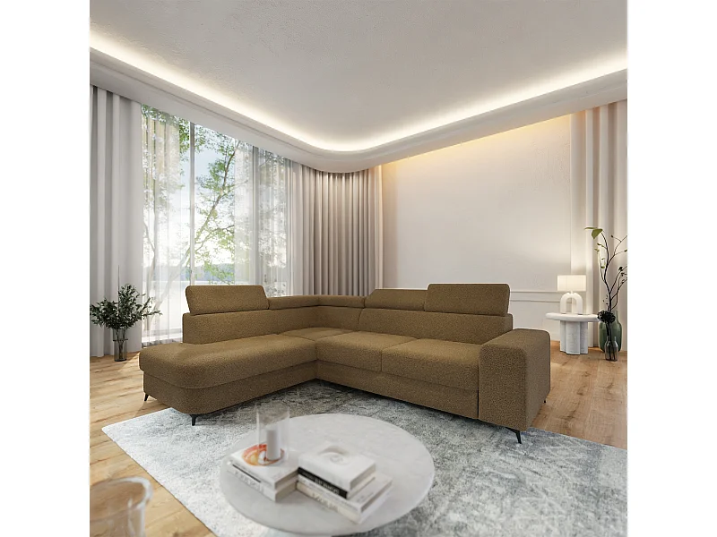 Hoekbank ALVORO van fluweel met slaapfunctie Orange