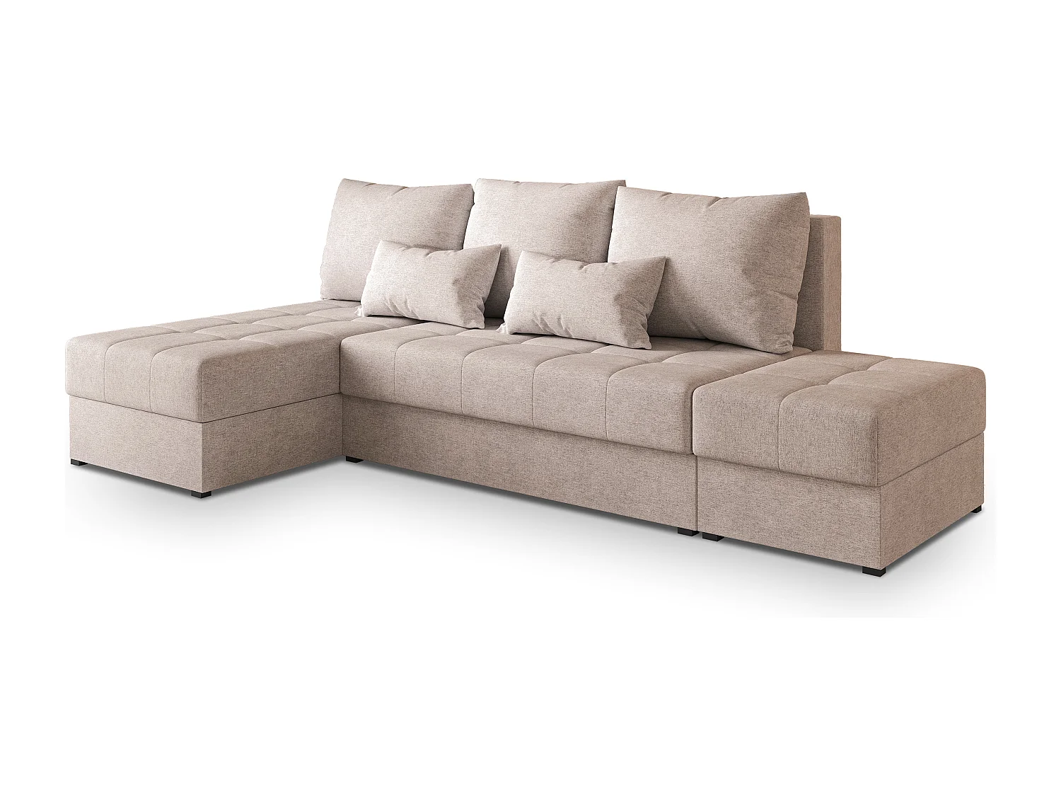 Hoekbank NORVI van fluweel met slaapfunctie Beige