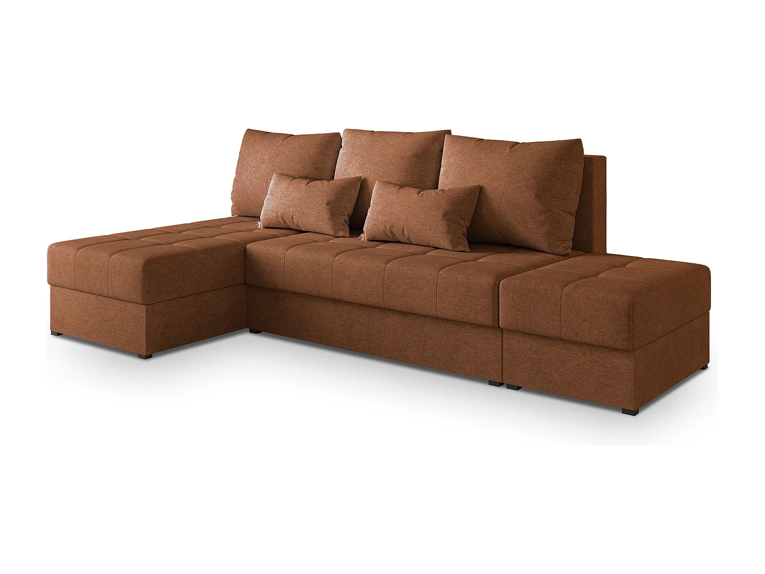 Hoekbank NORVI van fluweel met slaapfunctie Orange