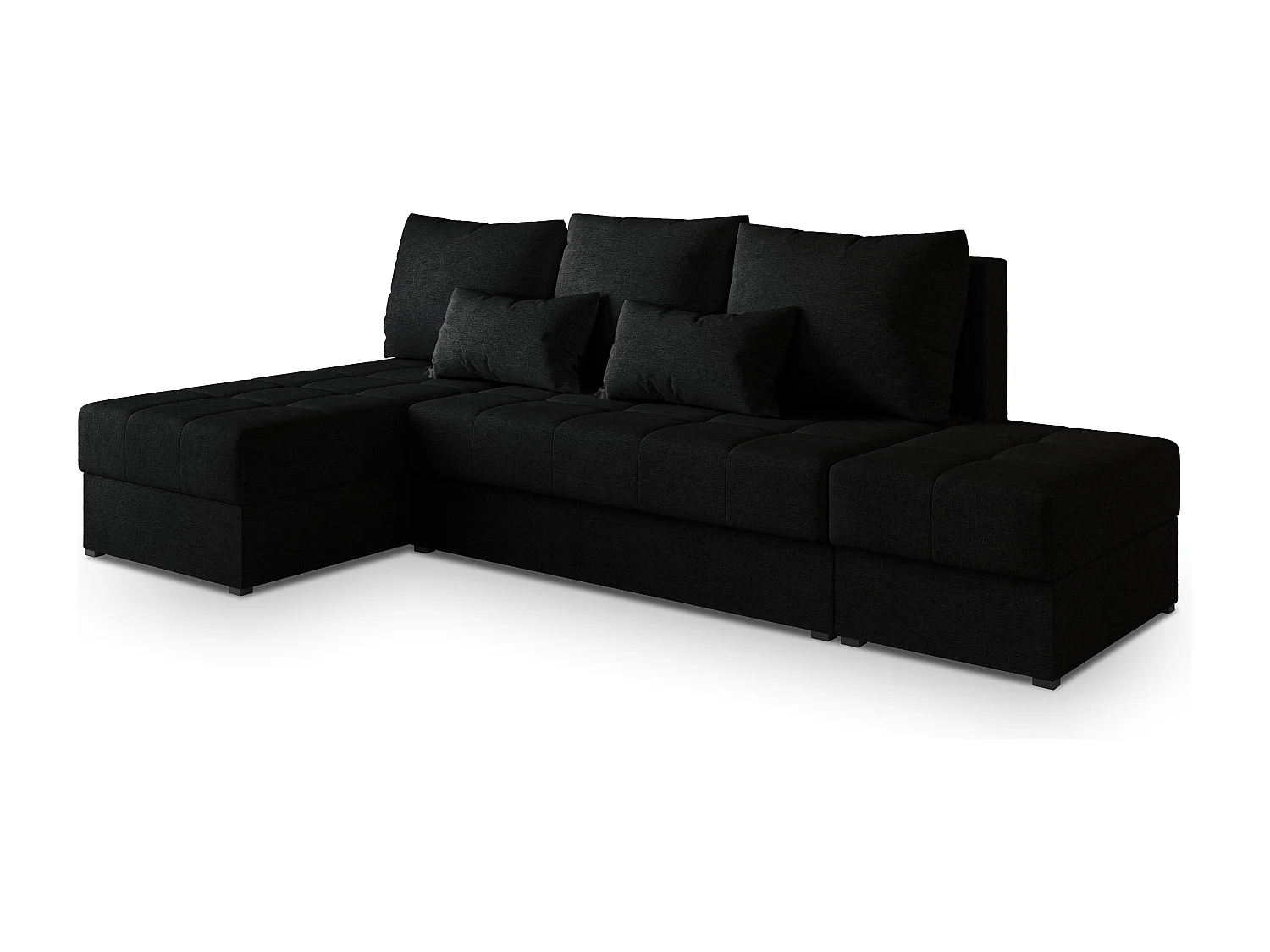 Hoekbank NORVI van fluweel met slaapfunctie Schwarz