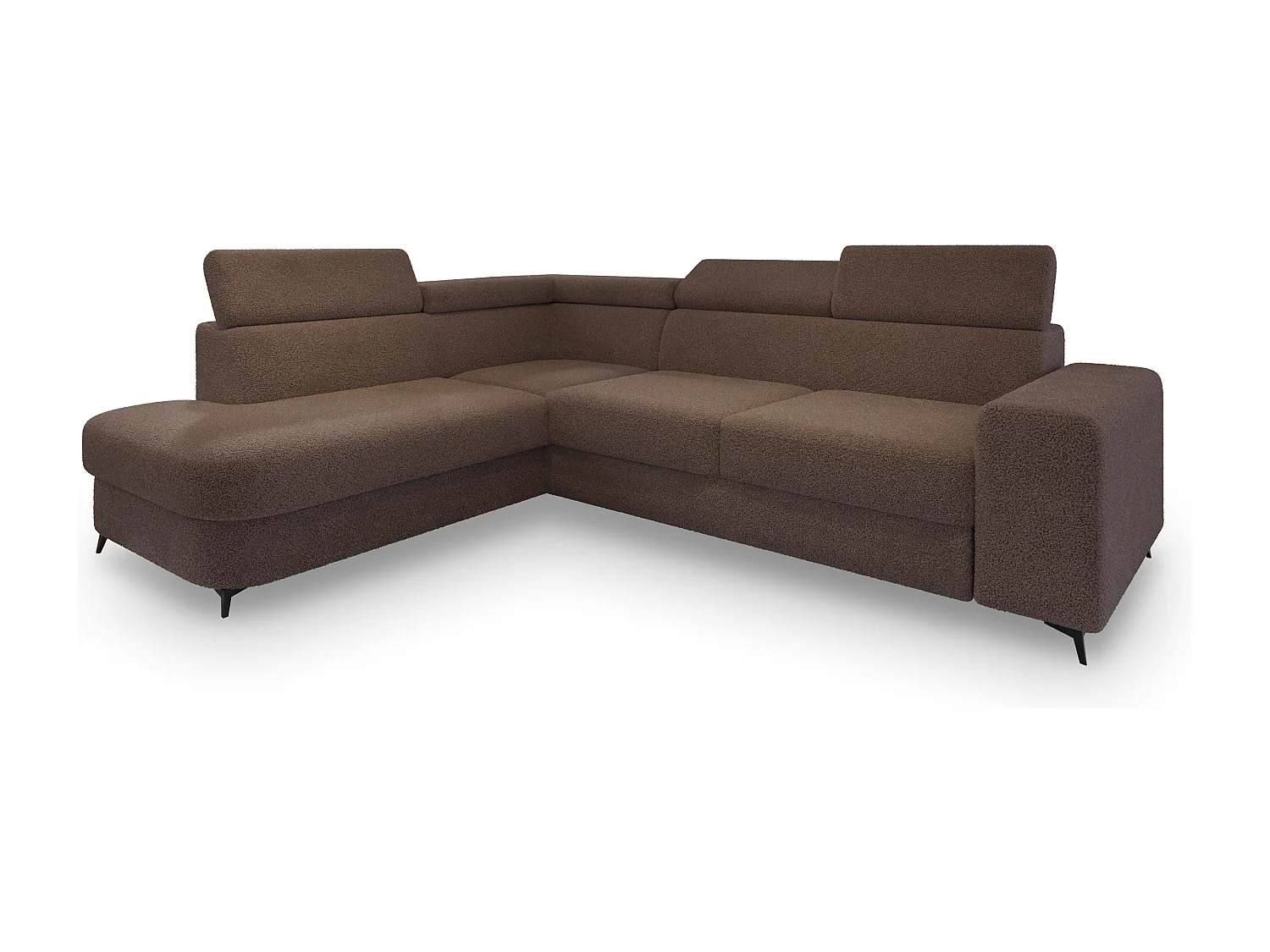 Hoekbank ALVORO van fluweel met slaapfunctie Braun