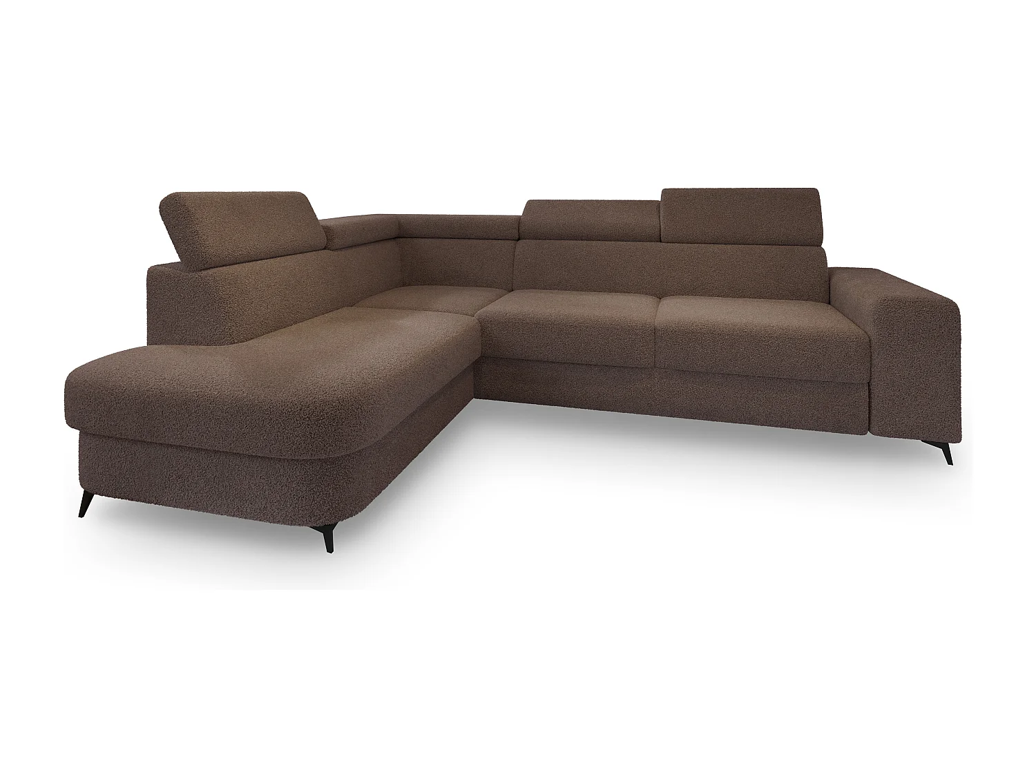 Hoekbank ALVORO van fluweel met slaapfunctie Braun