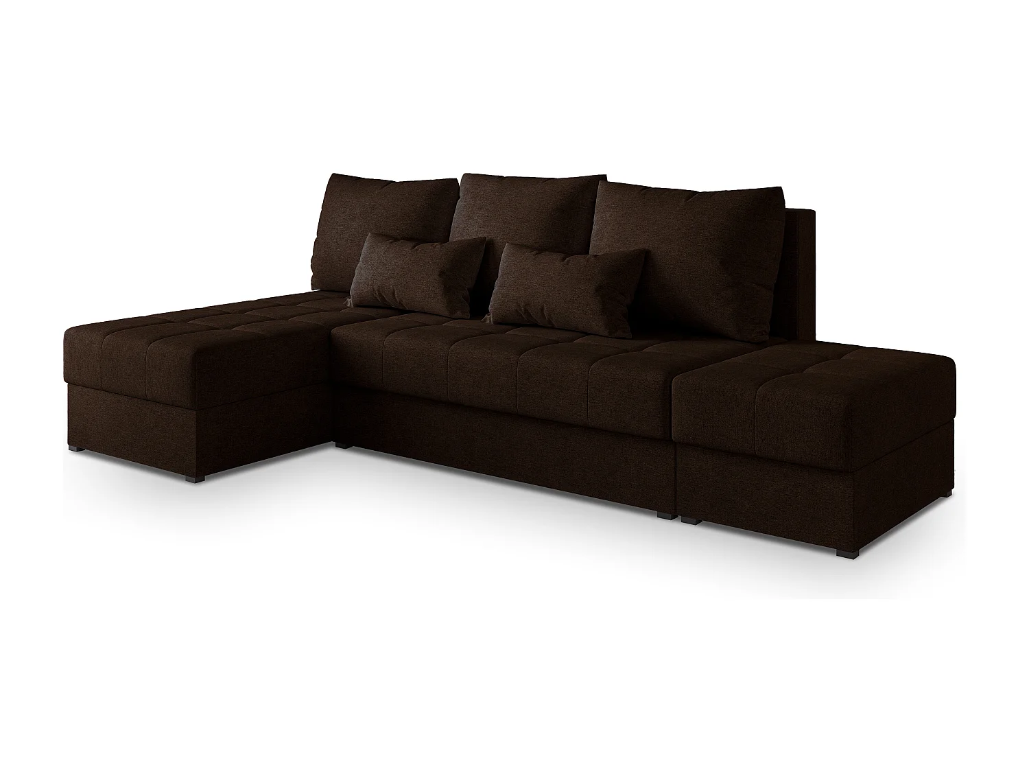 Hoekbank NORVI van fluweel met slaapfunctie Braun