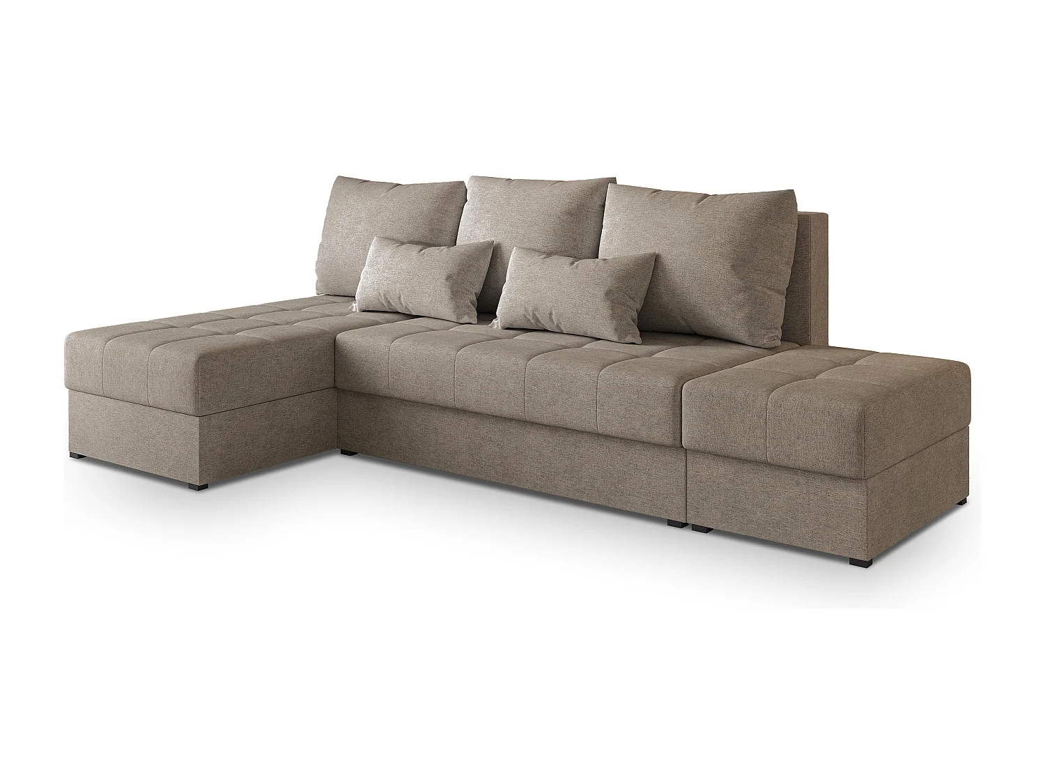 Hoekbank NORVI van fluweel met slaapfunctie Braun