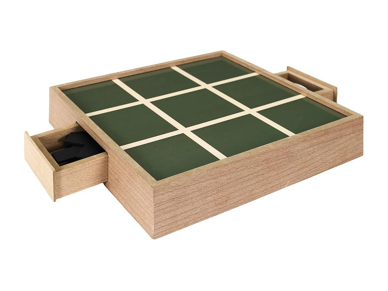 Jeu de tic tac toe en bois naturel avec 2 bacs de rangement et 10 pions inclus