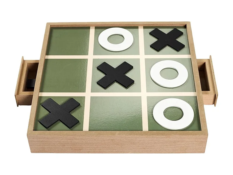 Jeu de tic tac toe en bois naturel avec 2 bacs de rangement et 10 pions inclus