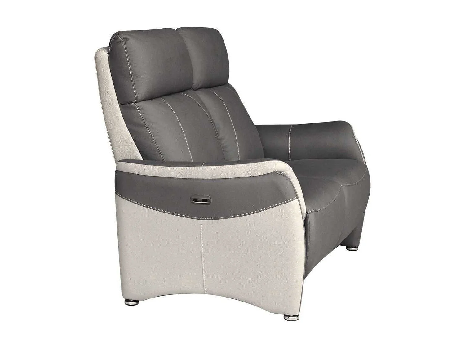 Canapé 2 places relax électrique tissu micro grain gris plomb et gris perle - SANGY