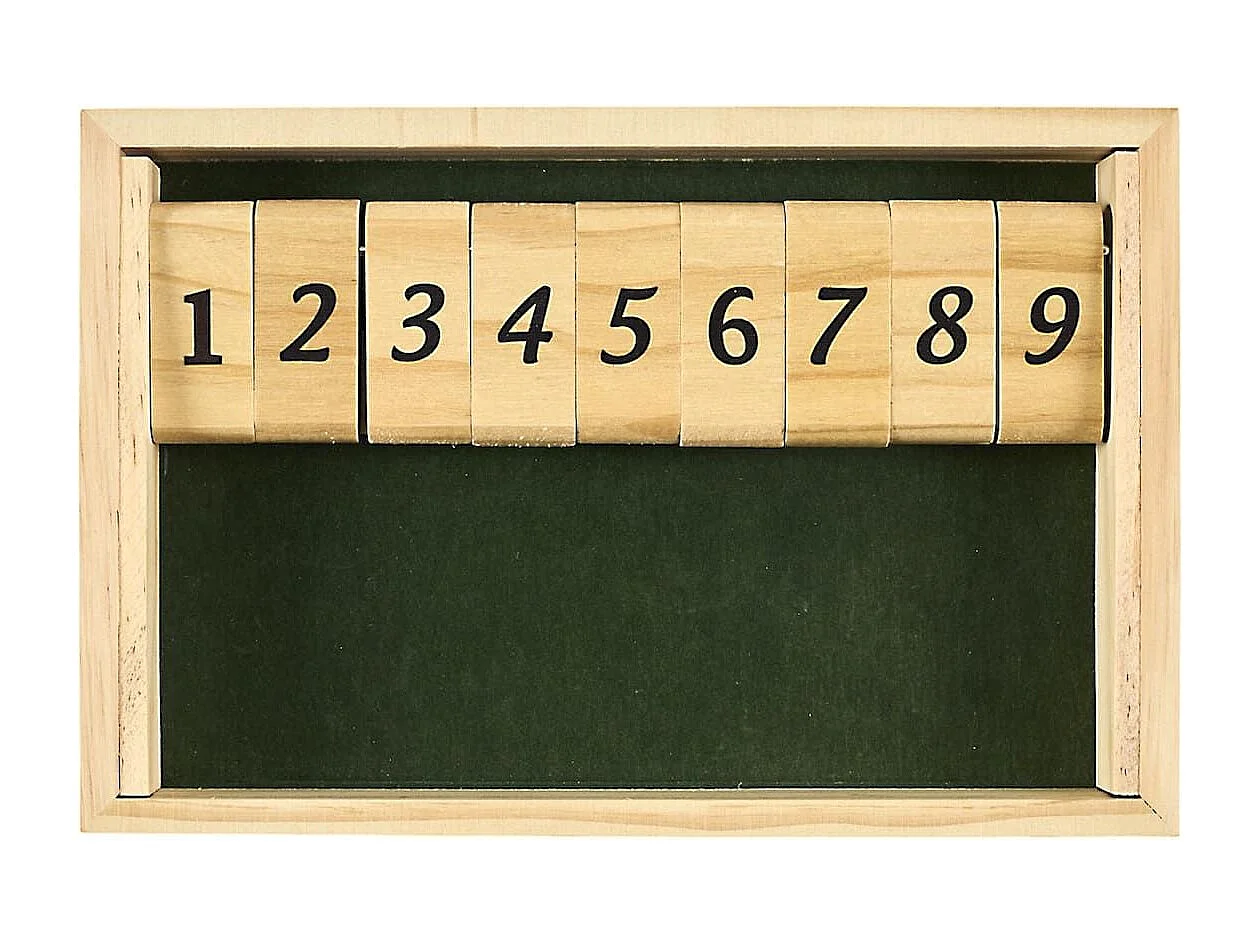 Jeu du shut the box en bois naturel avec ses 2 dés inclus