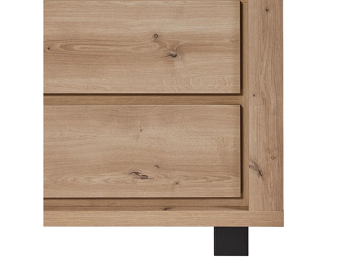 Argentier 4 portes dont 1 vitrée avec éclairage leds aspect bois finition Hudson Oak - URIDSON