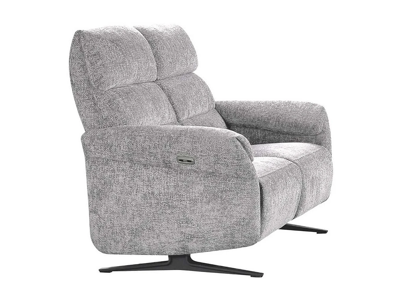 Canapé 3 places relax électrique tissu maillé ultra doux gris - LAMA