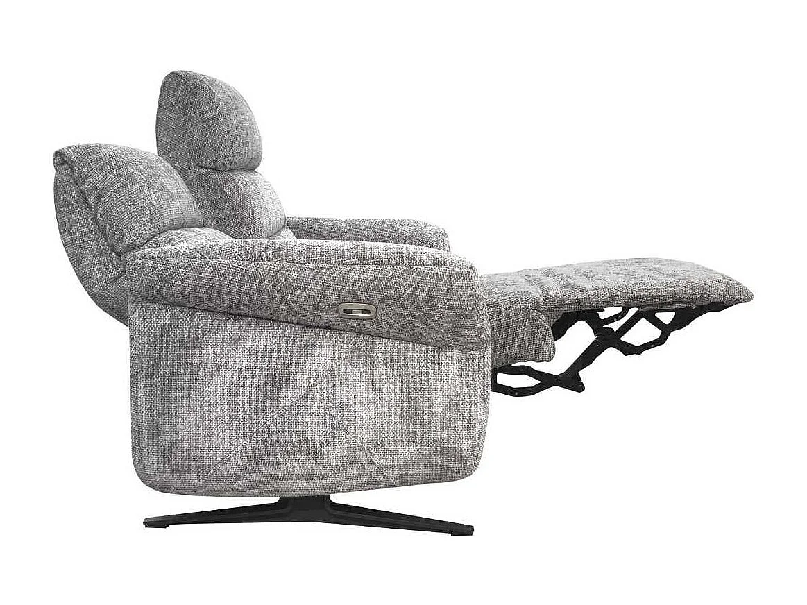Canapé 3 places relax électrique tissu maillé ultra doux gris - LAMA