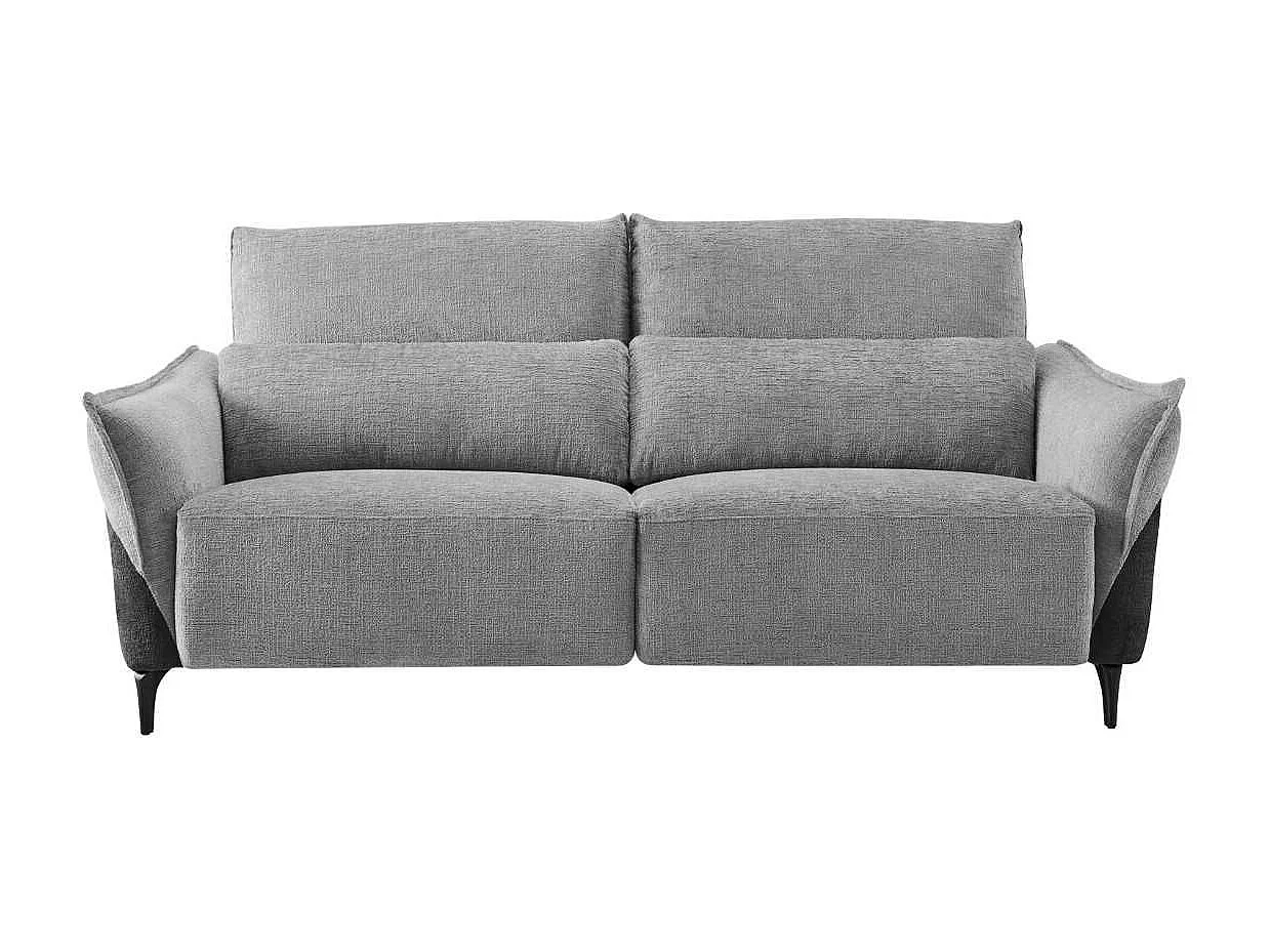 Canapé 3 places relax électrique tissu chenillé bicolore gris et gris carbone - AKENIA