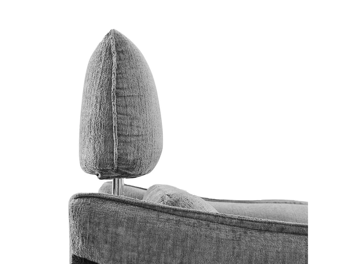 Canapé 3 places relax électrique tissu chenillé bicolore gris et gris carbone - AKENIA