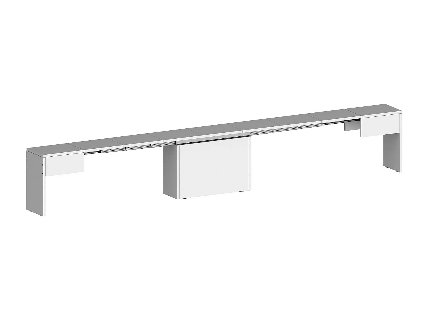 Banc Dollocol, Siège pour table à manger, Banc simple extensible, 290x25h45 cm, Blanc brillant