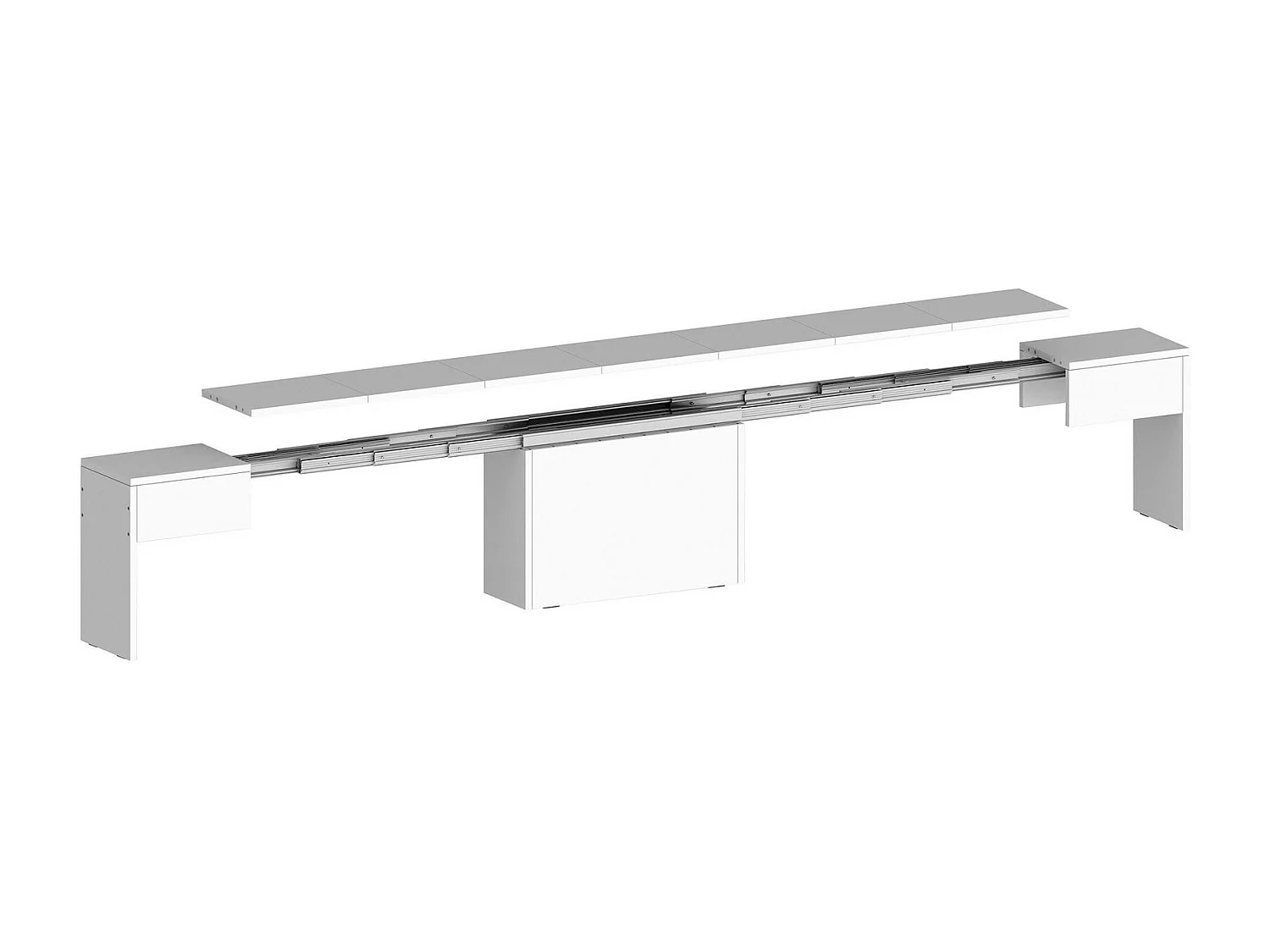 Banc Dollocol, Siège pour table à manger, Banc simple extensible, 290x25h45 cm, Blanc brillant