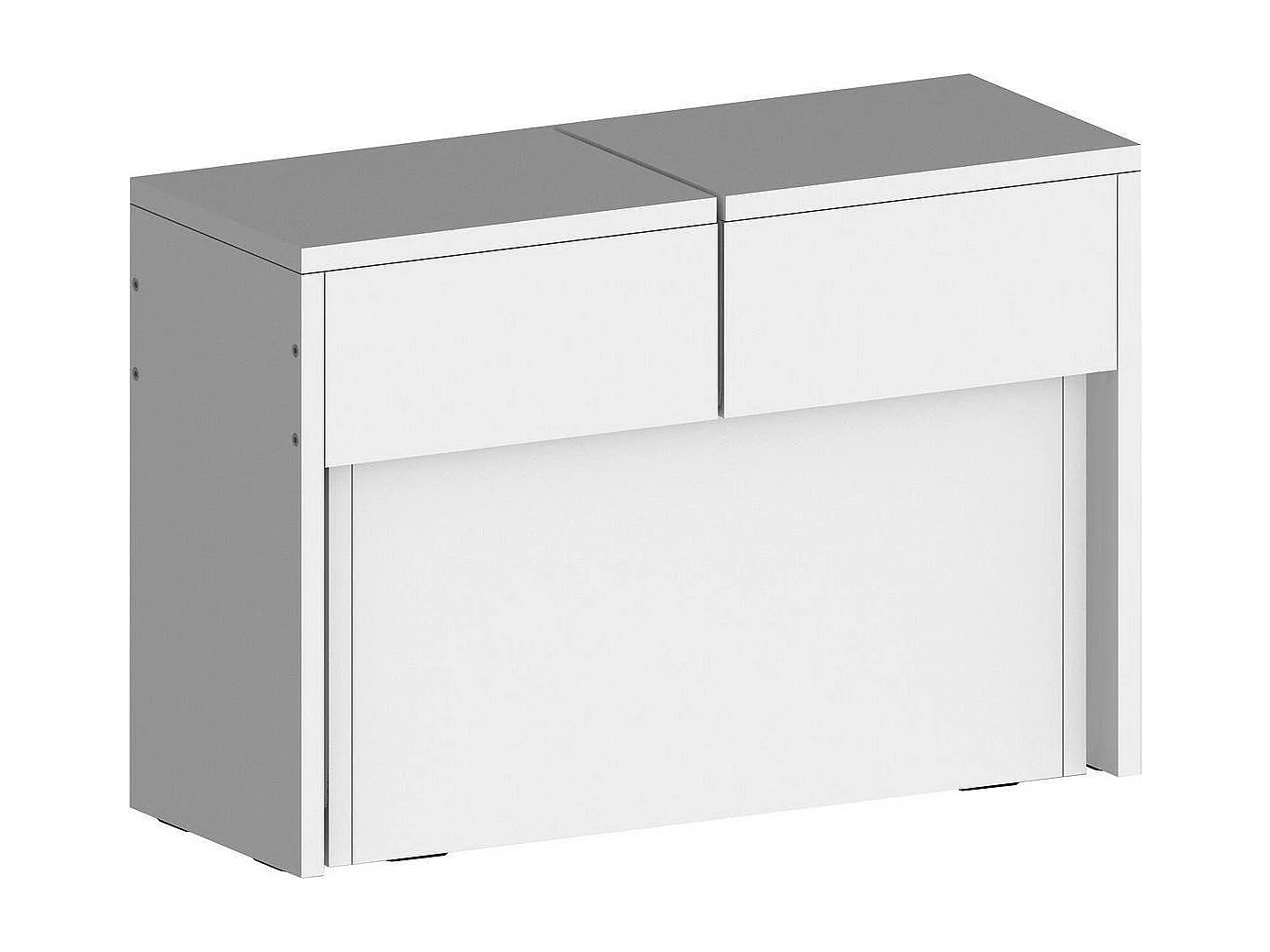 Banc Dollocol, Siège pour table à manger, Banc simple extensible, 290x25h45 cm, Blanc brillant