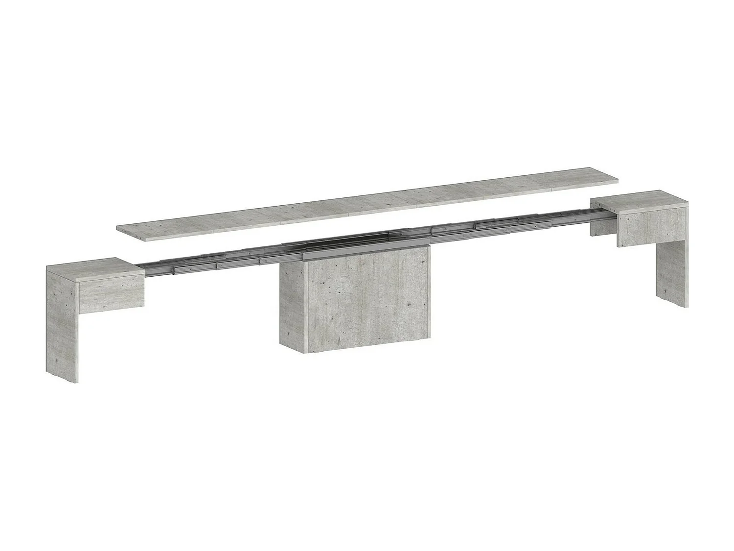 Banc Dollocol, Siège pour table à manger, Banc simple extensible, 290x25h45 cm, Ciment