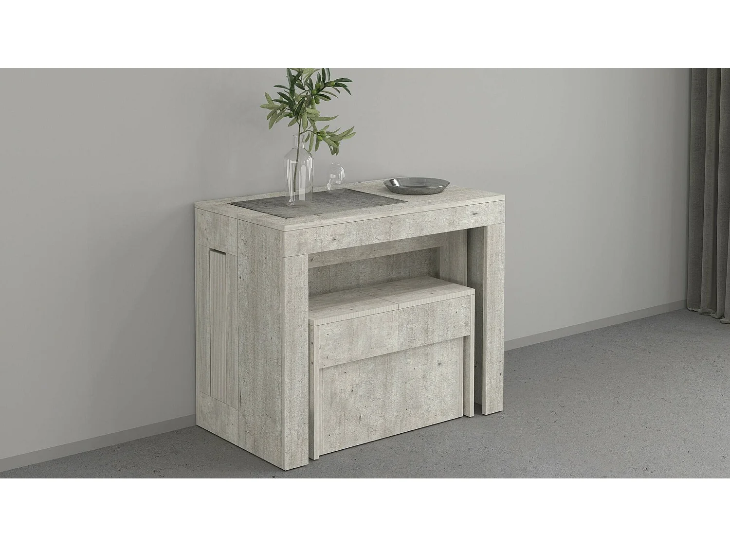 Banc Dollocol, Siège pour table à manger, Banc simple extensible, 290x25h45 cm, Ciment