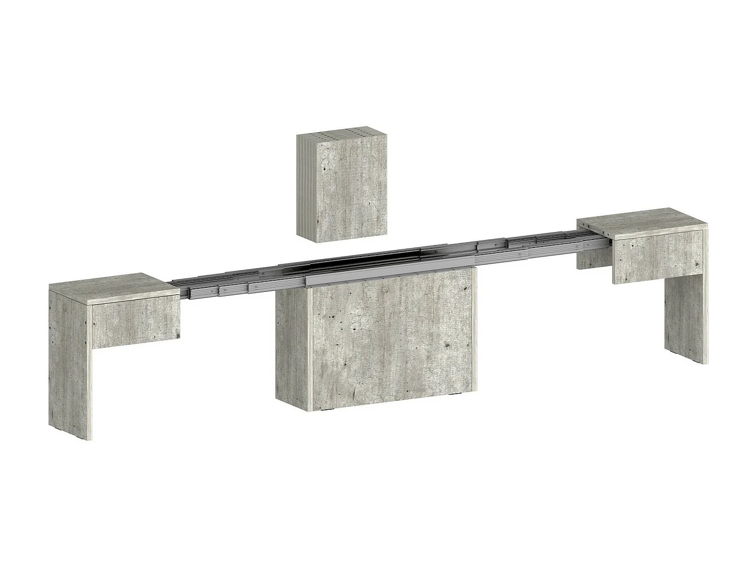 Banc Dollocol, Siège pour table à manger, Banc simple extensible, 290x25h45 cm, Ciment