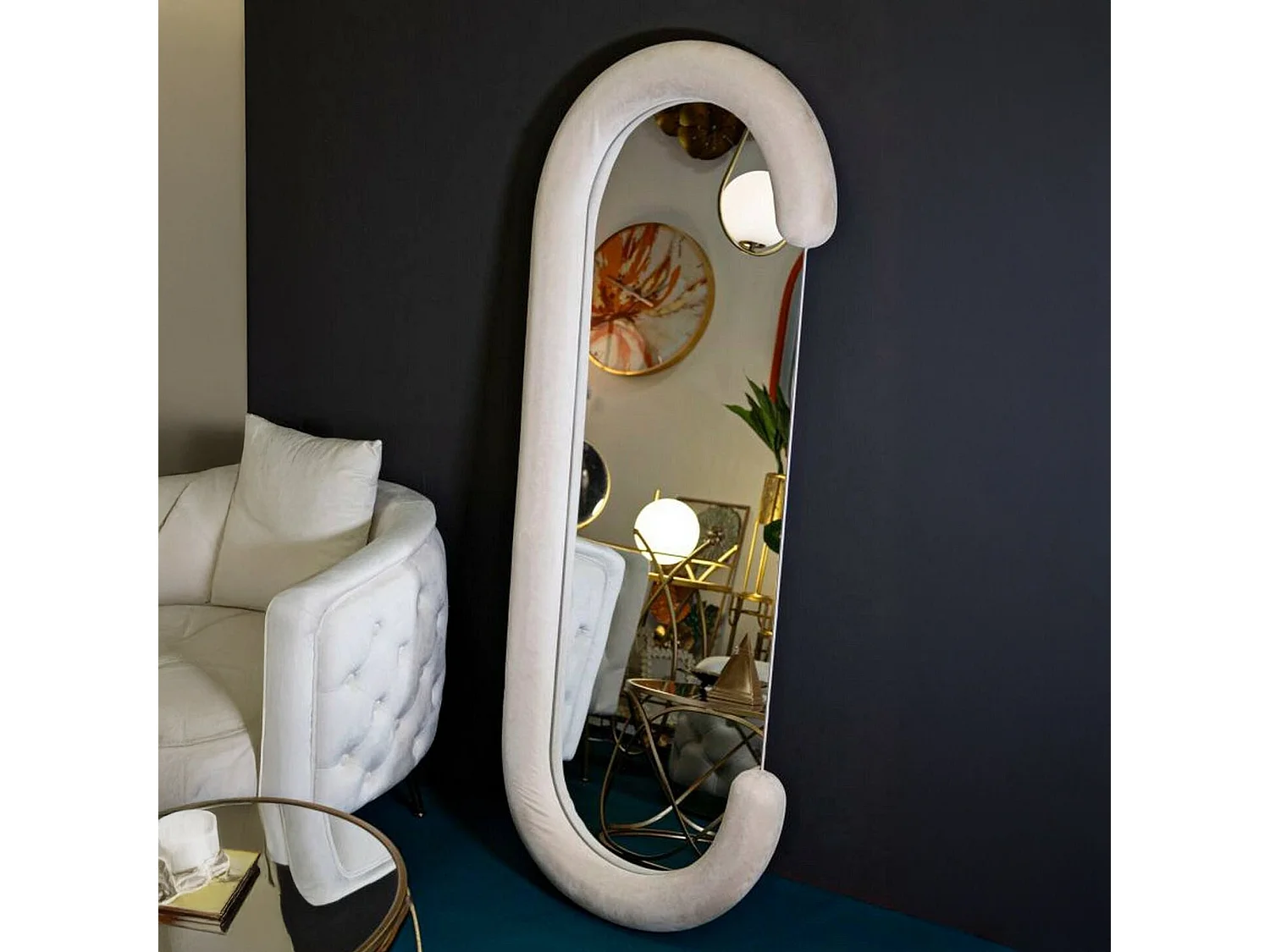Shot Mirror, Spiegel, Wandmeubelartikel, Decoratie met spiegel, 60x7 h160 cm, Crème
