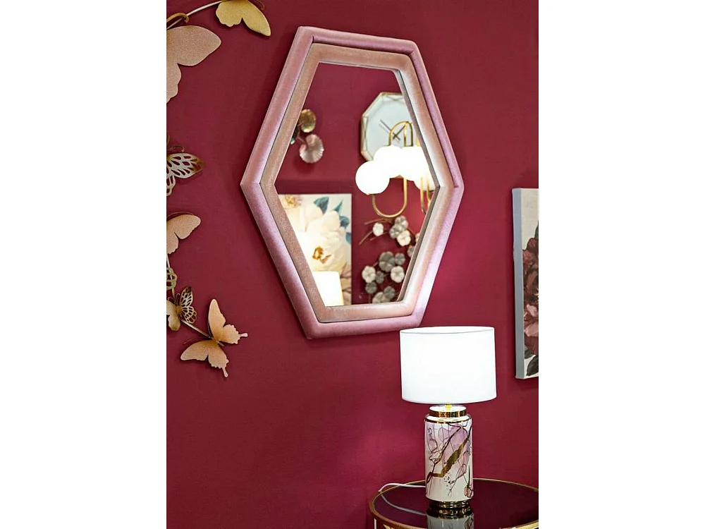 Miroir Balla, Verre miroité, Objet d'ameublement mural, Décoration avec miroir, 75x4 h80 cm, Rose