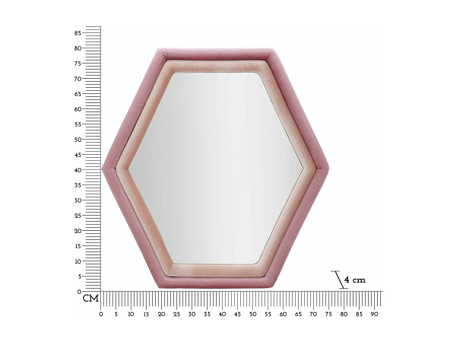 Miroir Balla, Verre miroité, Objet d'ameublement mural, Décoration avec miroir, 75x4 h80 cm, Rose