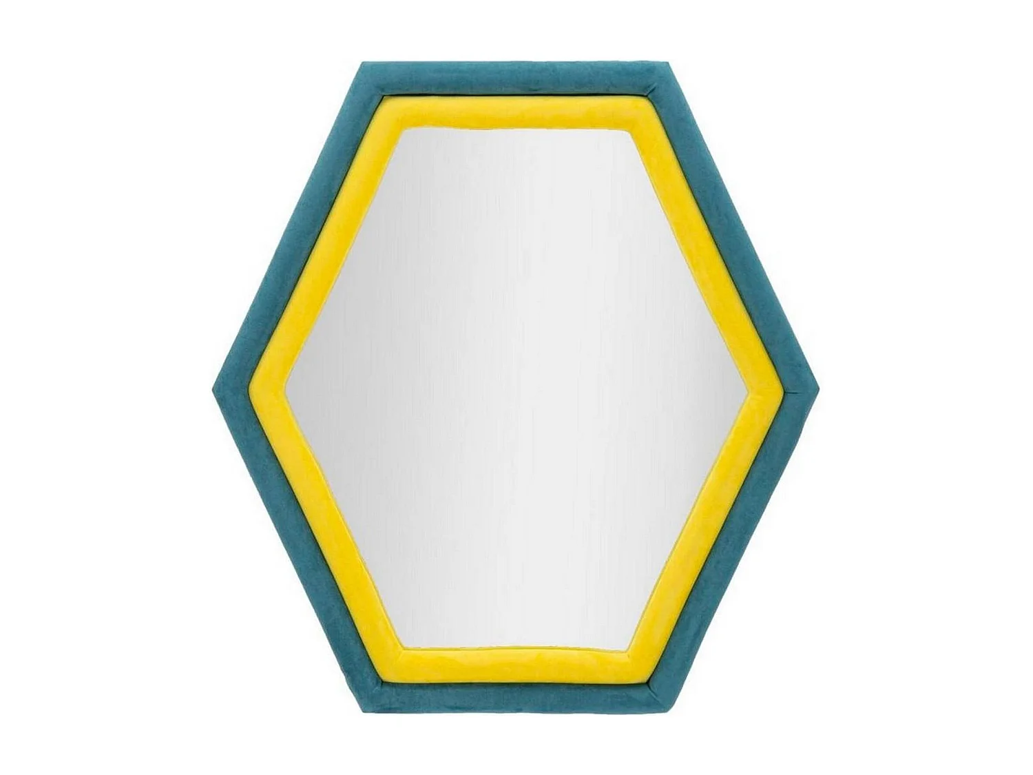 Miroir Balla, Verre miroité, Objet d'ameublement mural, Décoration avec miroir, 75x4 h80 cm, Bleu et Jaune