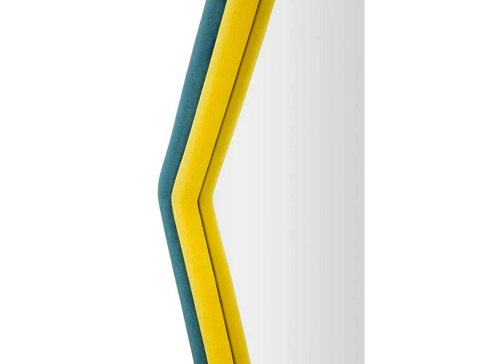 Miroir Balla, Verre miroité, Objet d'ameublement mural, Décoration avec miroir, 75x4 h80 cm, Bleu et Jaune