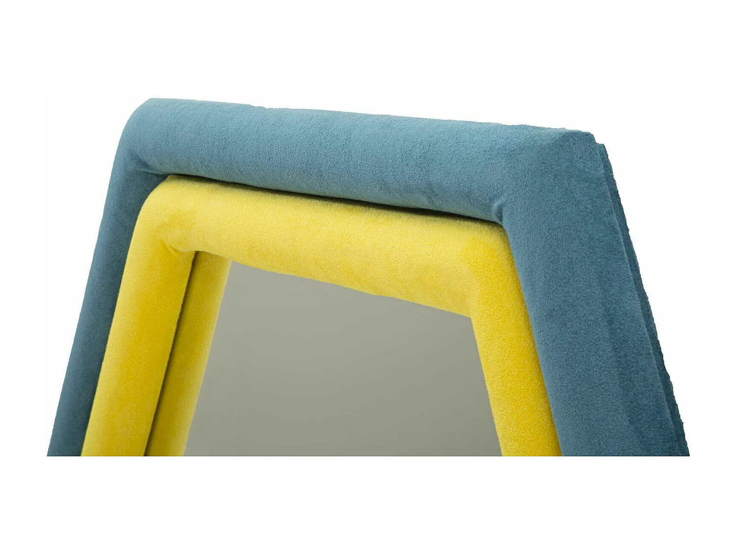 Miroir Balla, Verre miroité, Objet d'ameublement mural, Décoration avec miroir, 75x4 h80 cm, Bleu et Jaune