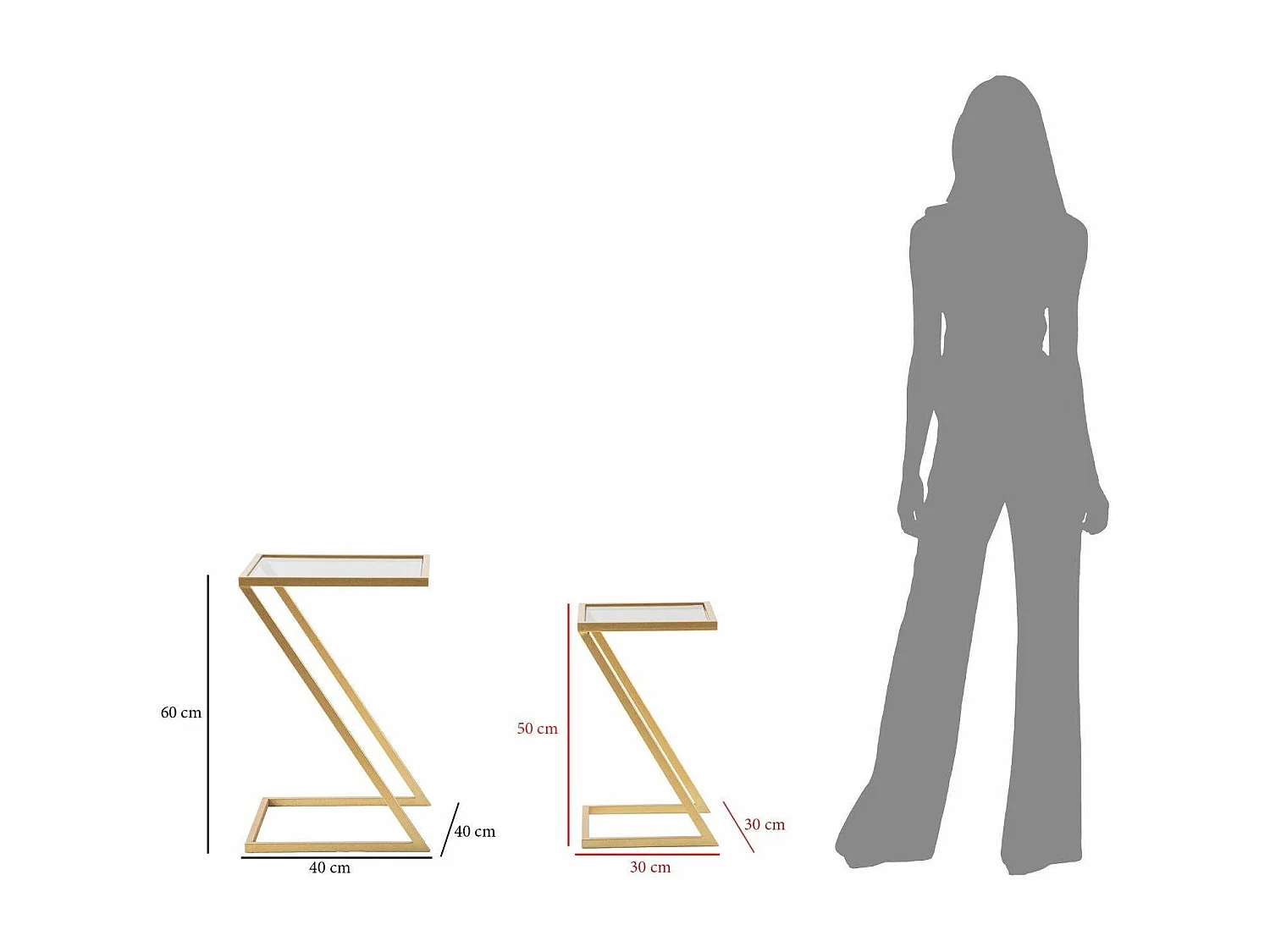 Tavolino da Salotto Ono, Cassetti, 40x40x60h cm oro