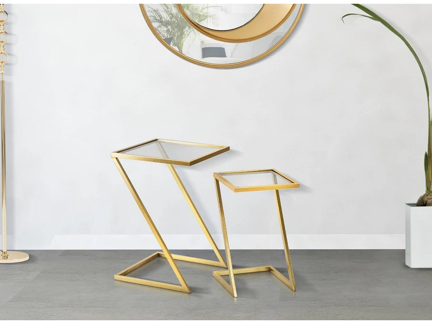 Wohnzimmertisch Ono, Niedriger Wohnzimmertisch, Kaffeeregal, Couchtisch für Sofa, 40x40 h60 cm, Gold