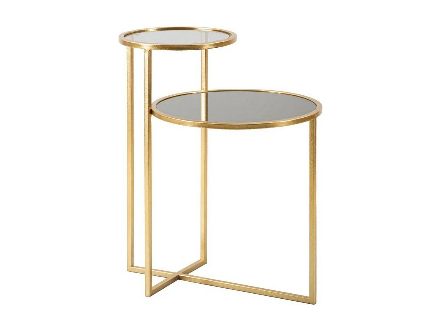 Tavolino da Salotto Yoko, Piano in Vetro Fumé, 40x50x60.5h cm oro