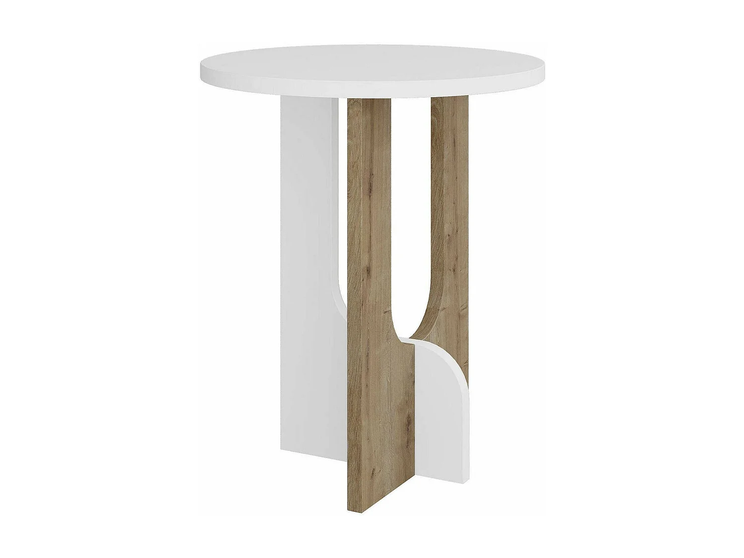 Dpa-safontafel, koffietafeltafel, bankrek, woonkamerplank, 40x40h47 cm, wit en eiken