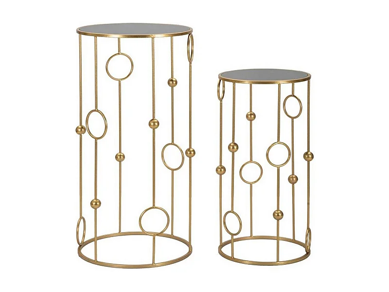 Leonid salontafel, Lage salontafel, Tijdschriftenrek voor bank, Woonkamerplank, 50x50 h100 cm, Goud