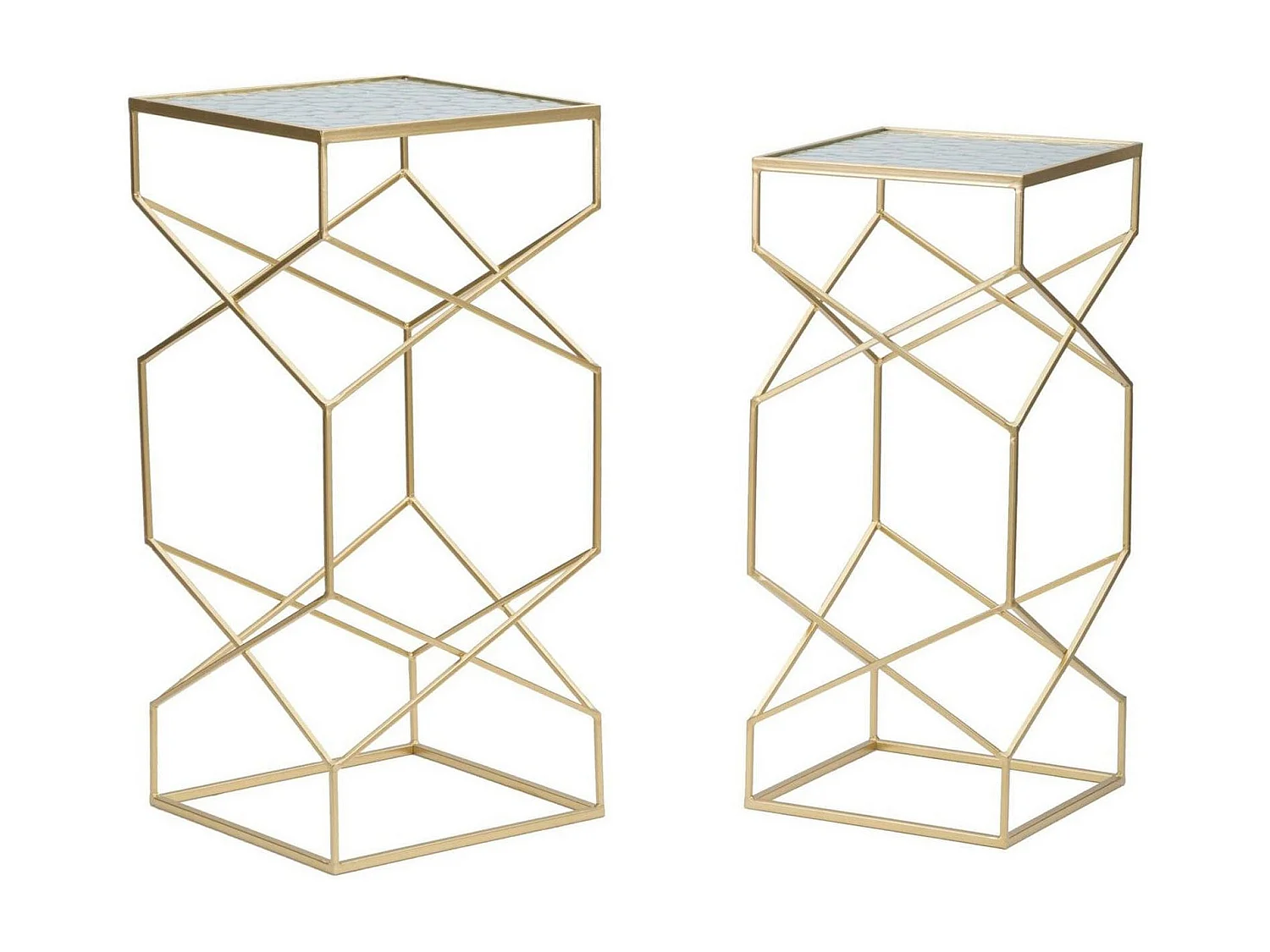 Table basse George, Table basse, Porte-revues pour canapé, Etagère de salon, Or, 32x32 h68 cm