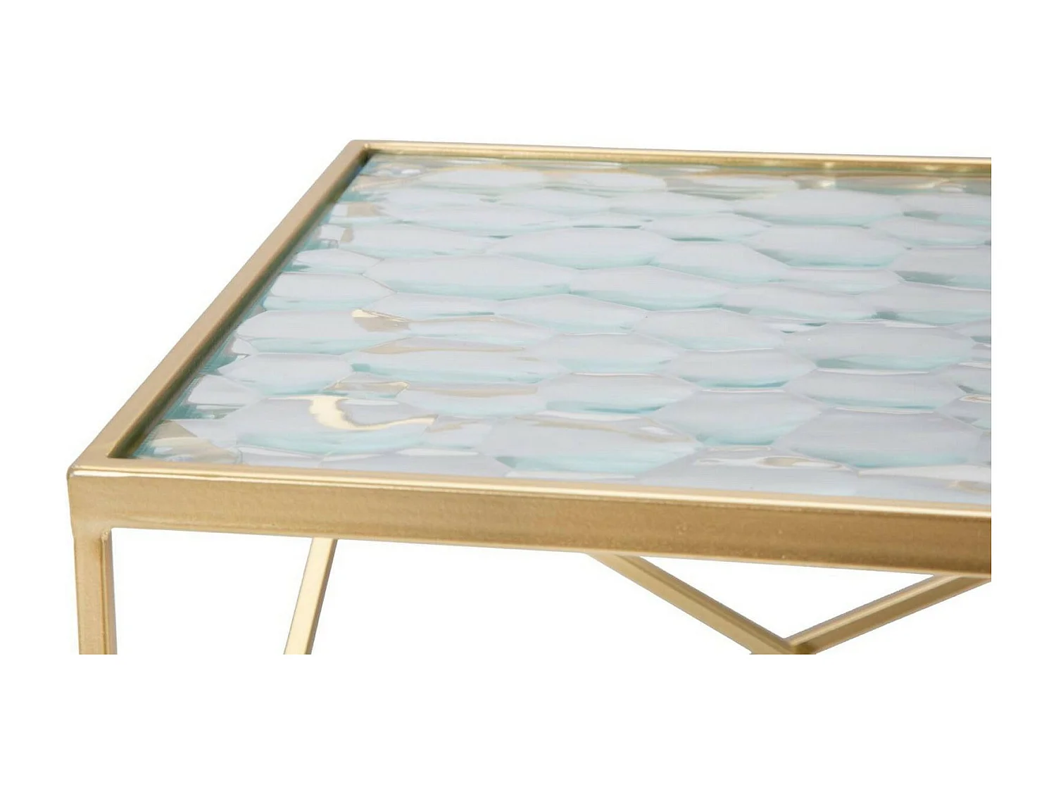 Table basse George, Table basse, Porte-revues pour canapé, Etagère de salon, Or, 32x32 h68 cm