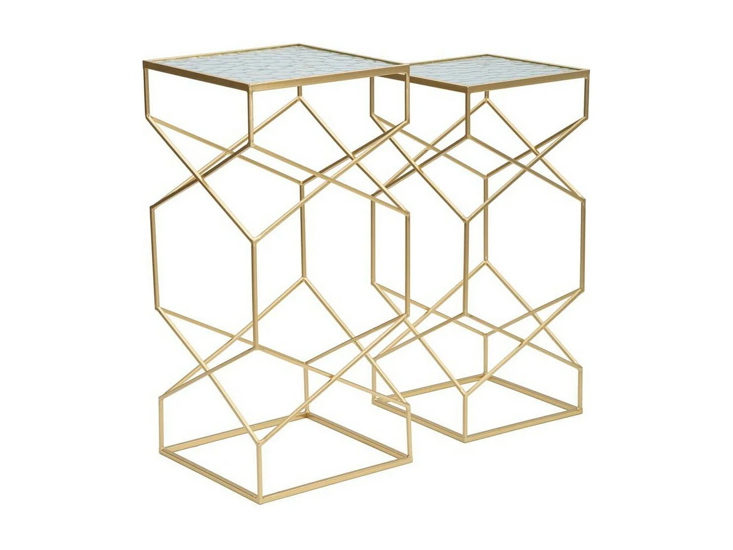 Table basse George, Table basse, Porte-revues pour canapé, Etagère de salon, Or, 32x32 h68 cm