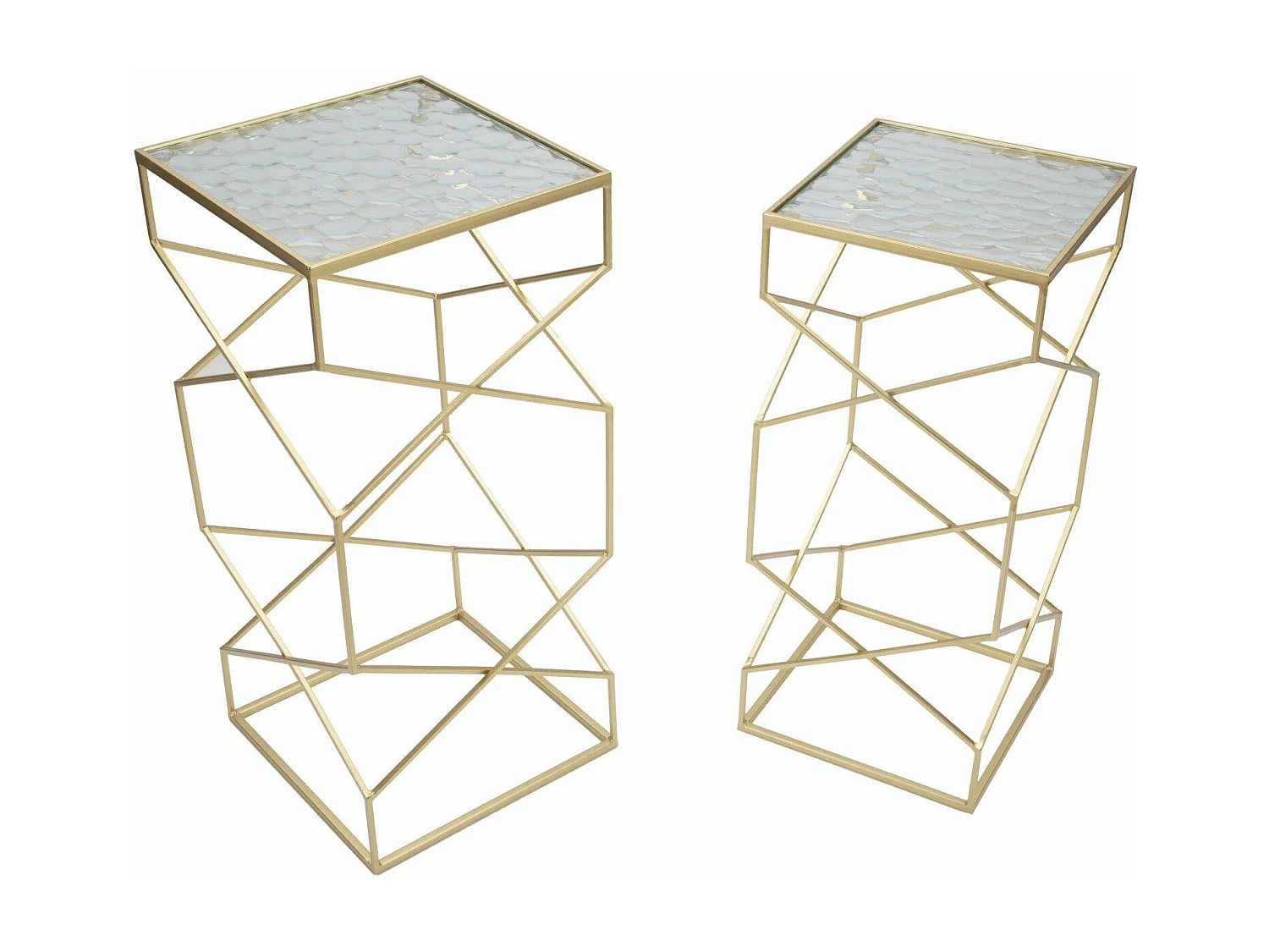 Table basse George, Table basse, Porte-revues pour canapé, Etagère de salon, Or, 32x32 h68 cm