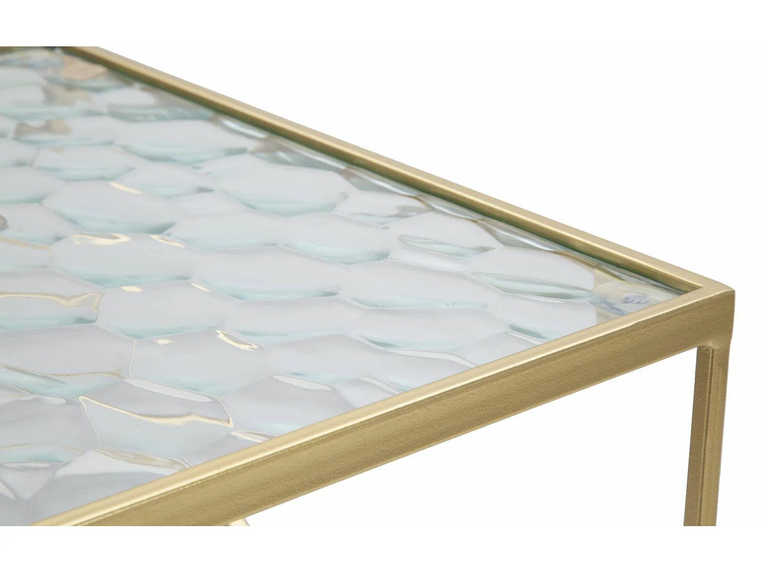 Table basse George, Table basse, Porte-revues pour canapé, Etagère de salon, Or, 32x32 h68 cm