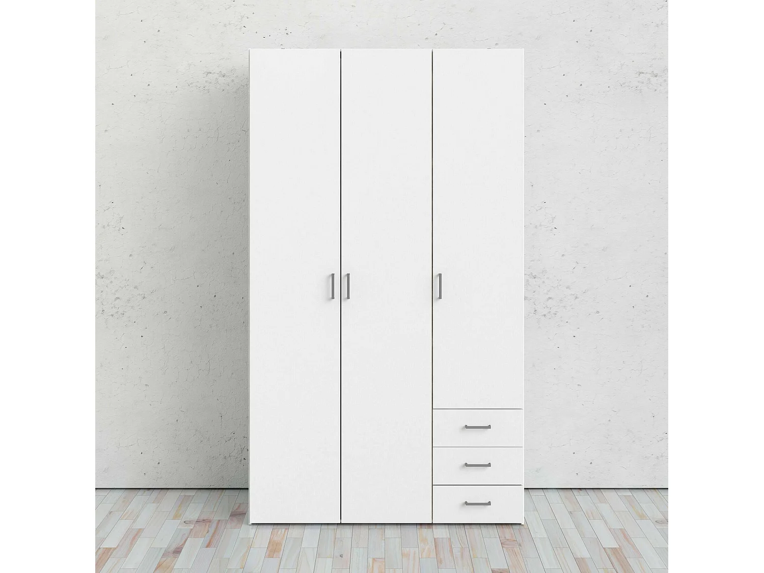 Garde-robe 3 portes Dsemplic, Meubles de chambre, Penderie de plain-pied, Placard à vêtements, 115x49 h200 cm, Blanc