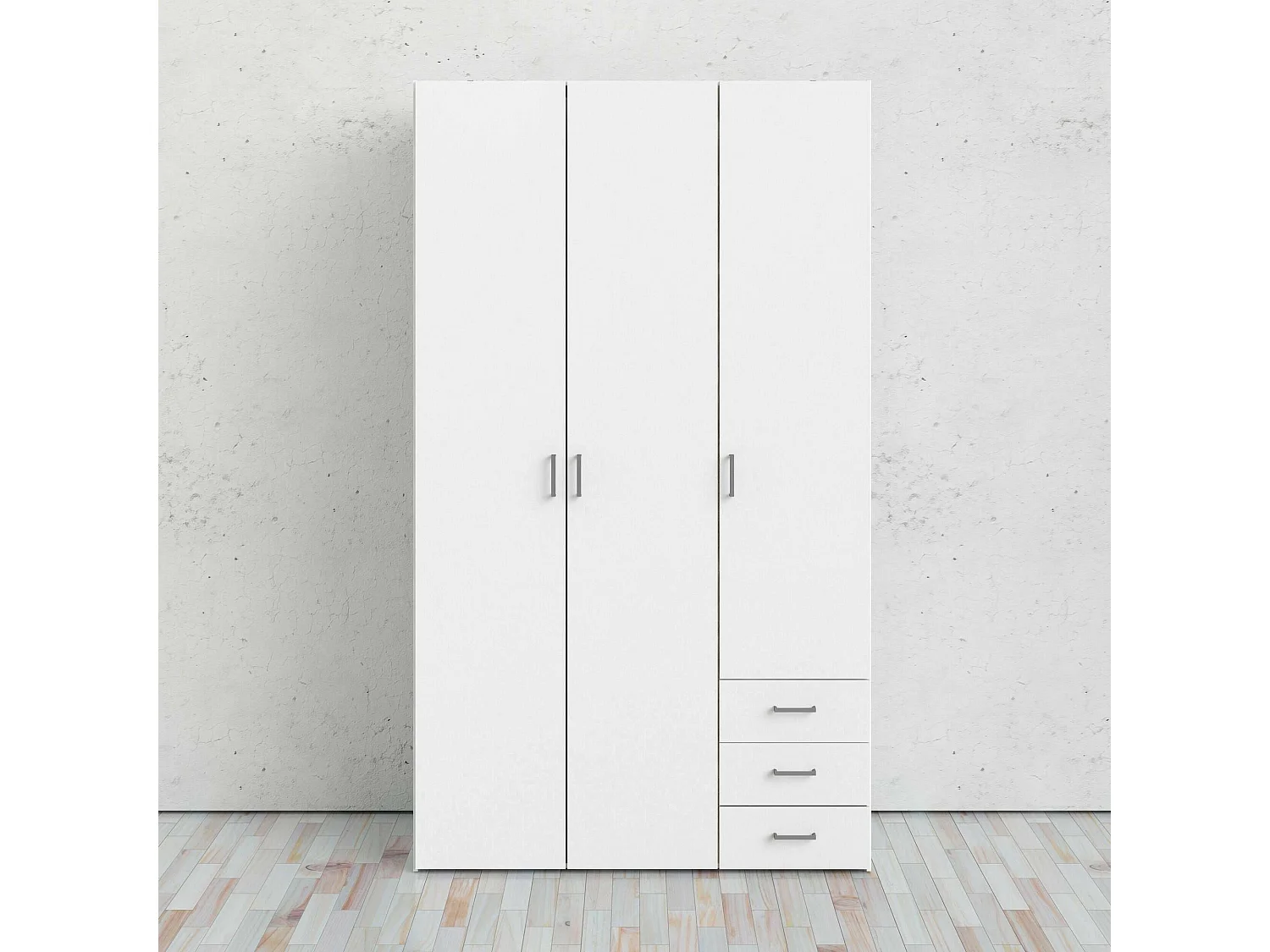 Garde-robe 3 portes Dsemplic, Meubles de chambre, Penderie de plain-pied, Placard à vêtements, 115x49 h200 cm, Blanc