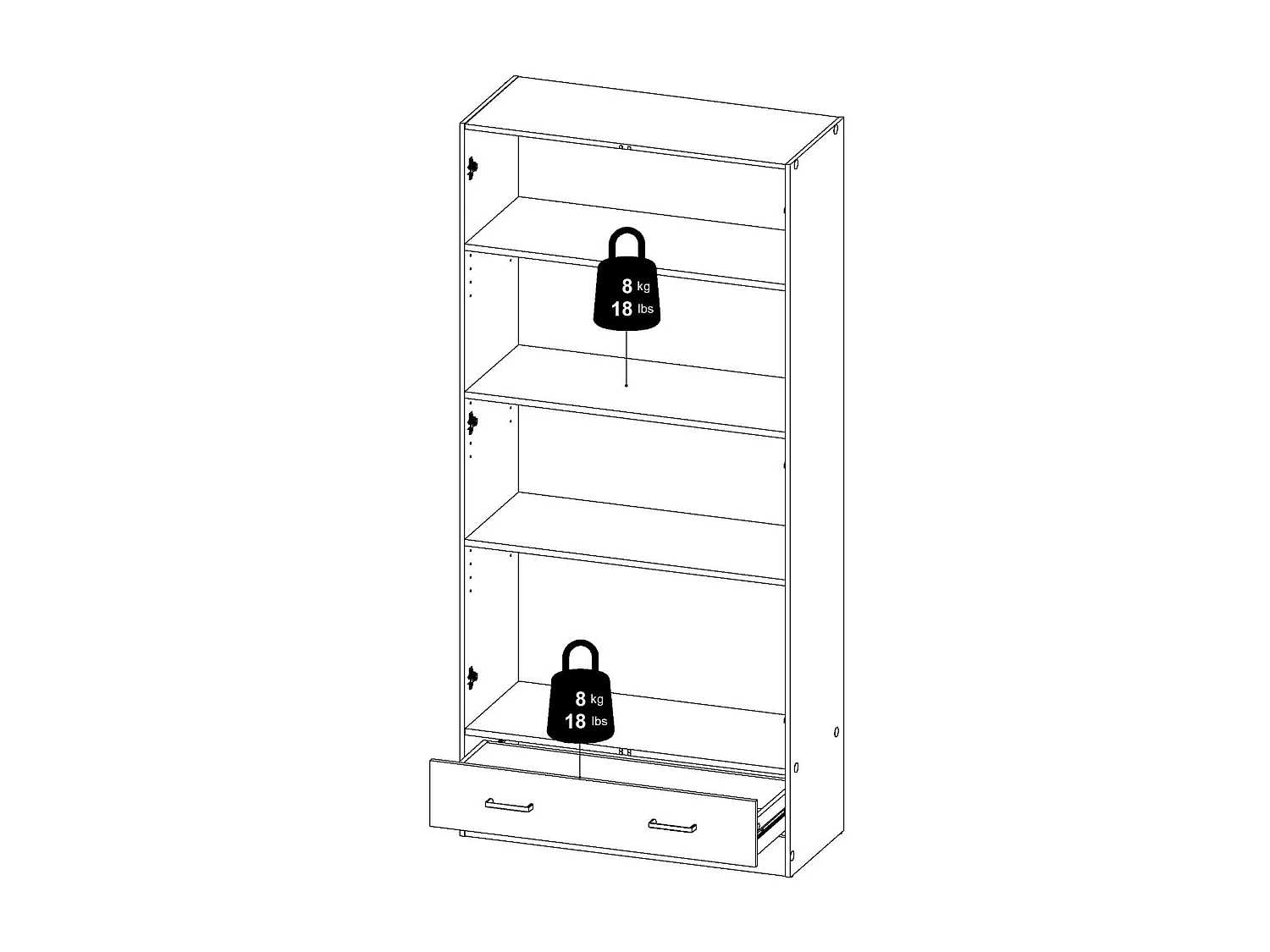 Garde-robe 2 portes Amylya, Meubles de chambre, Penderie de plain-pied, Placard à vêtements, 79x36 h170 cm, Blanc