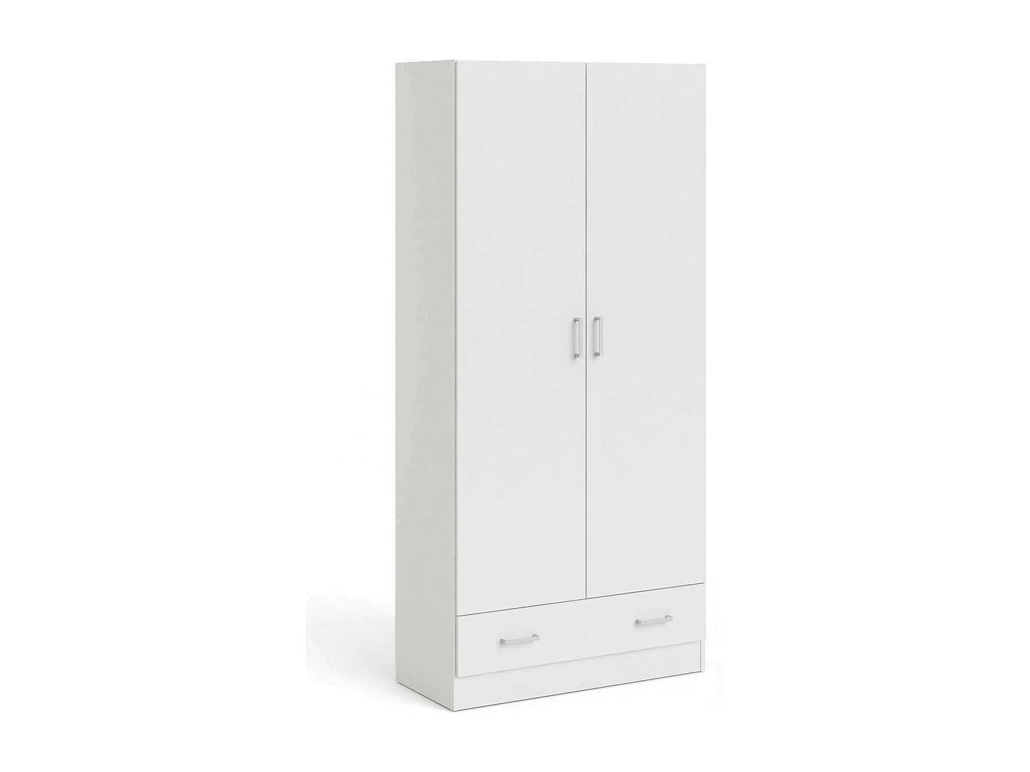 Garde-robe 2 portes Amylya, Meubles de chambre, Penderie de plain-pied, Placard à vêtements, 79x36 h170 cm, Blanc